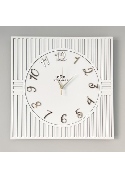 Kare Çizgi Desenli Türkçe Rakam Dekoratif 50X50CM Duvar Saati modelleri