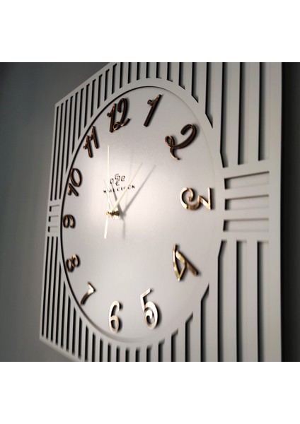 Kare Çizgi Desenli Türkçe Rakam Dekoratif 50X50CM Duvar Saati fırsatları