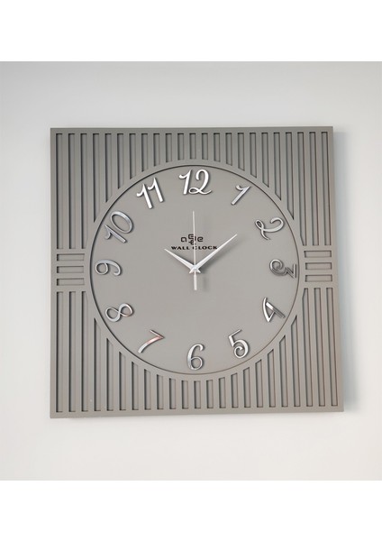 Kare Çizgi Desenli Türkçe Rakam Dekoratif 50X50CM Duvar Saati fiyatları