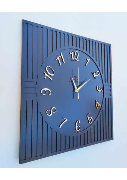 Kare Çizgi Desenli Türkçe Rakam Dekoratif 50X50CM Duvar Saati