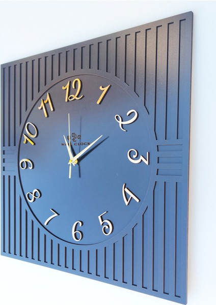 Kare Çizgi Desenli Türkçe Rakam Dekoratif 50X50CM Duvar Saati modelleri