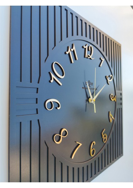 Kare Çizgi Desenli Türkçe Rakam Dekoratif 50X50CM Duvar Saati fırsatları