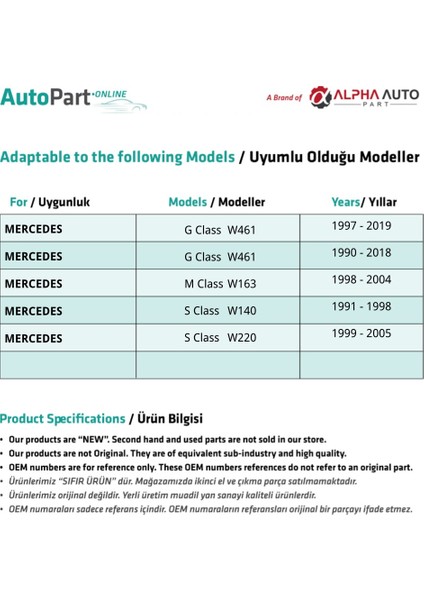 Mercedes A Class W168,M Class W163 Için Konnektör