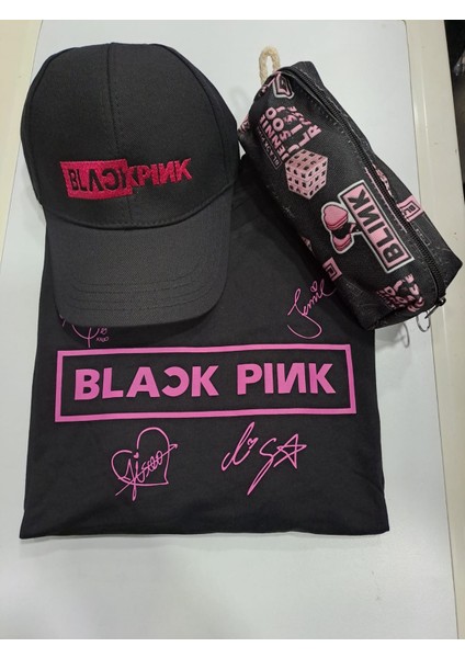 Blackpink Unisex T-Shirt Şapka Kalemlik Kombin