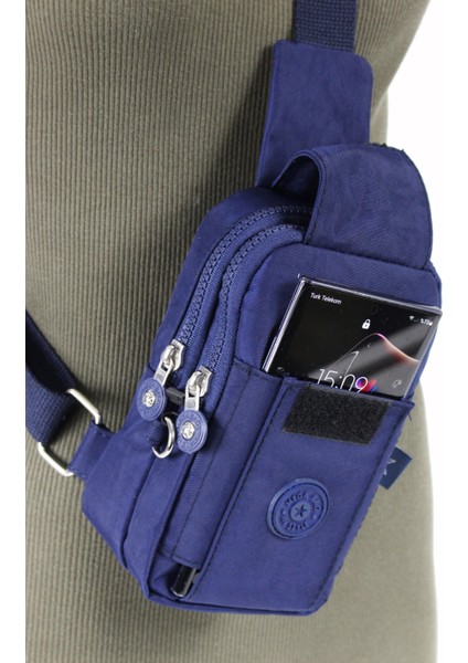 M 229 Mega Bag Krinkıl Kumaş Unisex Küçük Omuz, Göğüs Askılı Çanta, Telefonluk