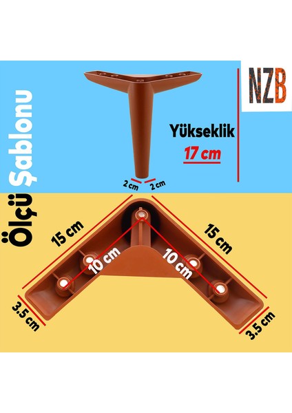 Lüks Mobilya Kanepe Sehpa Tv Ünitesi Koltuk Ayağı 17 cm Kahverengi Baza Ayak indirimleri
