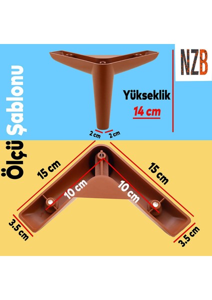 Lüks Mobilya Kanepe Sehpa Tv Ünitesi Koltuk Ayağı 14 cm Kahverengi Baza Ayak indirimleri