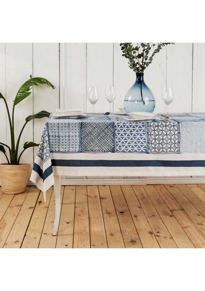 Castore Mavi Baskılı Masa Örtüsü 150X240 cm