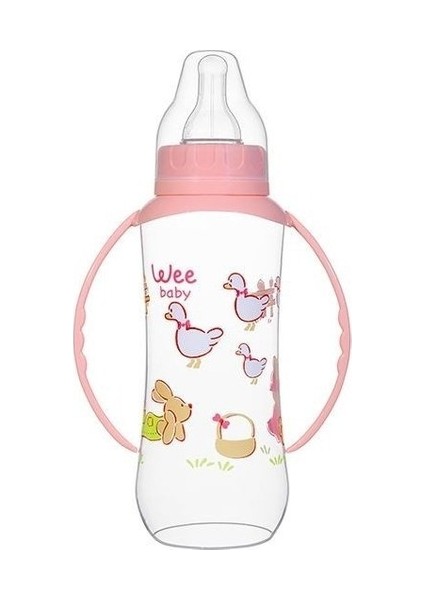 Wee Baby Silikon Kiraz Uçlu Kulplu Pp Biberon 150 ml - Pembe