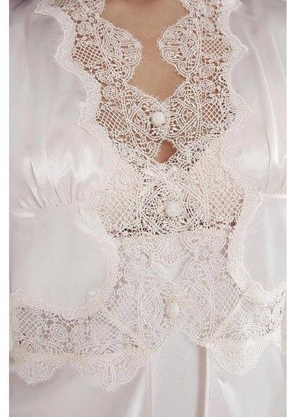 6335 Saten Gecelik Sabahlık Pijama Takım Şort Takım 6'lı Çeyiz Seti modelleri