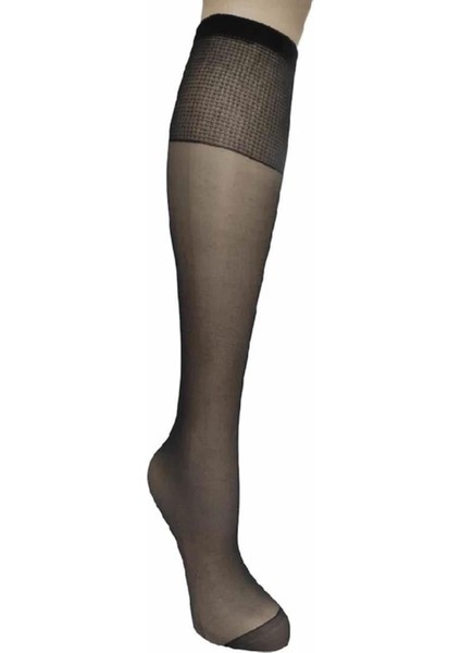 Kadın 12 Li 20 Den Ince Mat Burnu Takviyeli Lastikli Dizüstü Çorabı