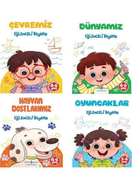 Eğlenceli Boyama / Dünyamız - Çevremiz - Oyuncaklar - Hayvan Dostlarımız - 4 Kitap Set