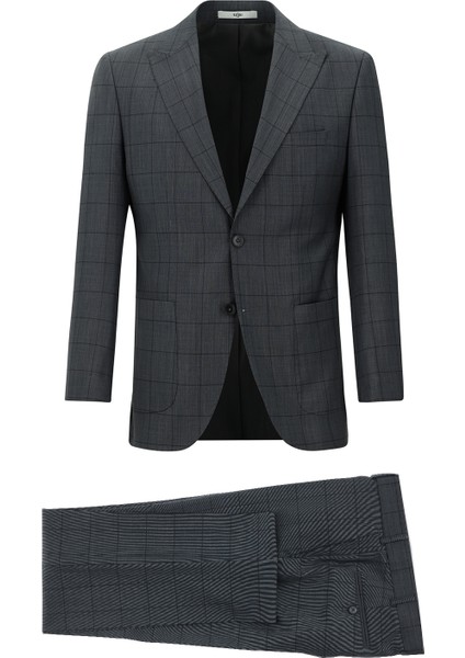 Slim Fit Yünlü Klasik Takım Elbise