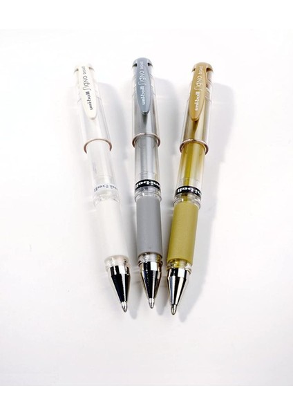 Uni-Ball UM-153 Signo Broad Roller Kalem (Gold,gümüş,beyaz) 1.0 mm Davetiye Kalem Seti 3 Lü /beyaz Yazan Davetiye Anı Defteri Kalemi / Imza Kalemi / Jel Kalem -T335 fırsatları