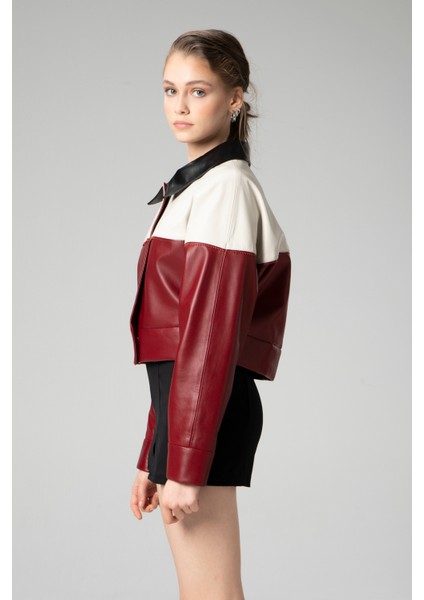 WM053 Crop Gerçek Deri Kadın Mont fiyatları