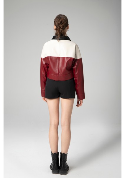 WM053 Crop Gerçek Deri Kadın Mont modelleri