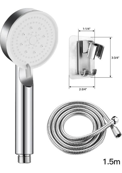 5 Fonksiyon Duş Başlığı Kendinden Yapışkanlı Duş Askısı 1,5 Krom Duş Hortumu Duş Seti