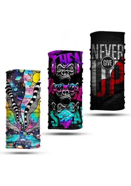 3'lü Set Boyunluk Bandana Outdoor Balaklava Yüz Maskesi Kafa Bandı