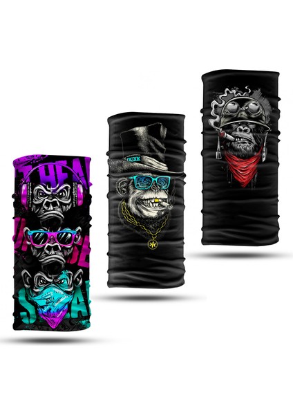 3'lü Set Boyunluk Bandana Outdoor Balaklava Yüz Maskesi Kafa Bandı