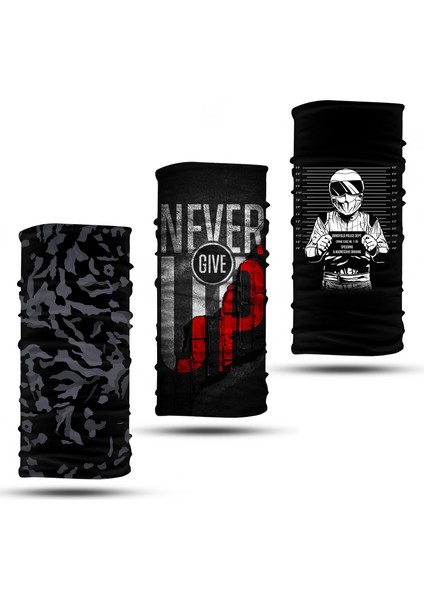 3'lü Set Boyunluk Bandana Outdoor Balaklava Yüz Maskesi Kafa Bandı