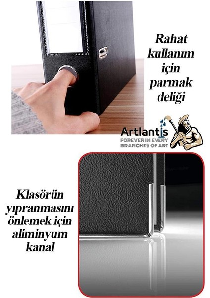 Büro Klasörü Sarı Geniş 5 Adet Plastik Geniş Sarı Klasör Halkalı Paslanmaz Çelik Klipsli 5 Adet