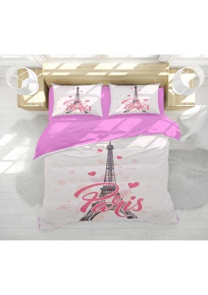 Erays Home Paris Eyfel Love 3D Çift Kişilik Nevresim Takımı