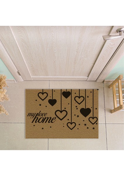 My Love Home Desenli Kapı Önü Halı Paspas