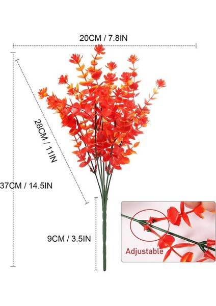6lı Set Yapay Çiçek Tam Turuncu Mineli Şimşir Lotus 7 Dallı Plastik Dekoratif Yapay Bitki modelleri