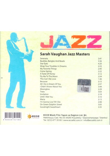 Sarah Vaughan – Sarah Vaughan Jazz Masters CD