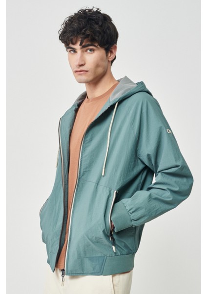 Regular Fit Normal Kesim Kapüşonlu Tam Fermuarlı Mint Yeşili Ceket modelleri