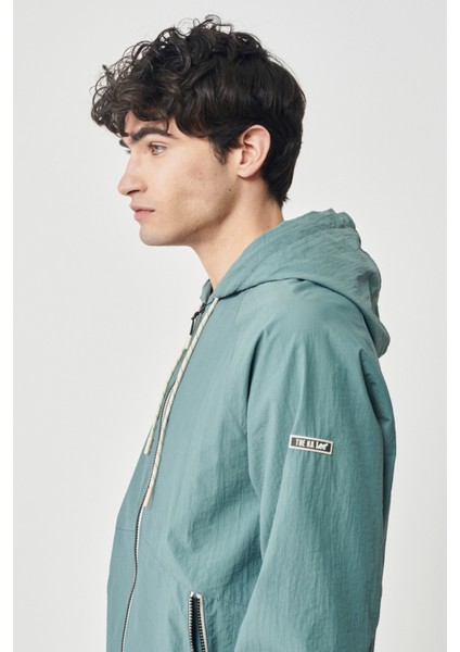 Regular Fit Normal Kesim Kapüşonlu Tam Fermuarlı Mint Yeşili Ceket