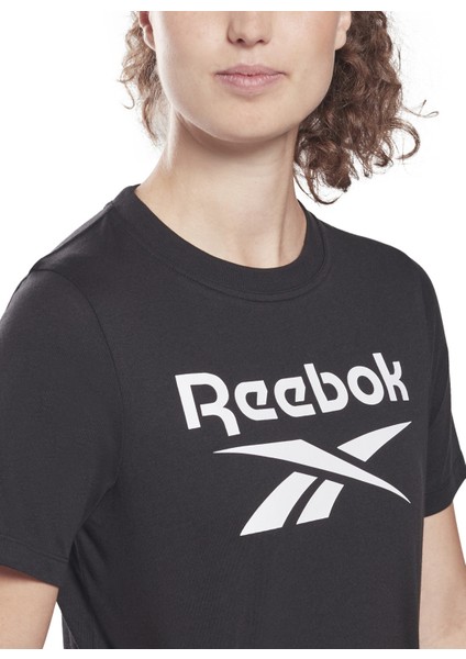Bisiklet Yaka Düz Siyah Kadın T-Shirt HB2276 Rı Bl Crop Tee