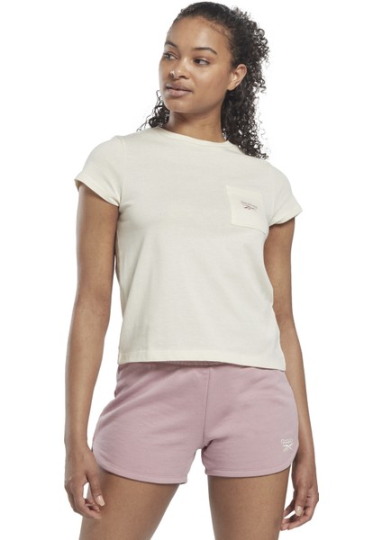 Bisiklet Yaka Düz Beyaz Kadın T-Shirt HK6797 Rı Tee