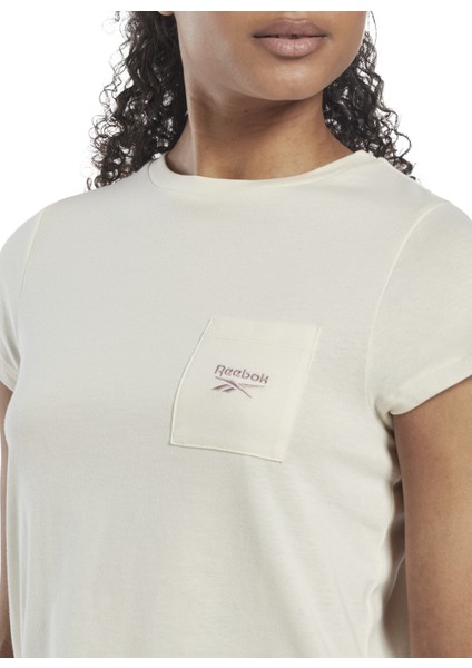 Bisiklet Yaka Düz Beyaz Kadın T-Shirt HK6797 Rı Tee