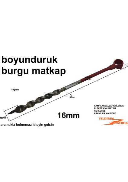 Boyunduruk Burgu 16MM Duble Büyük Boy Kalın Ahşap Odun Delici