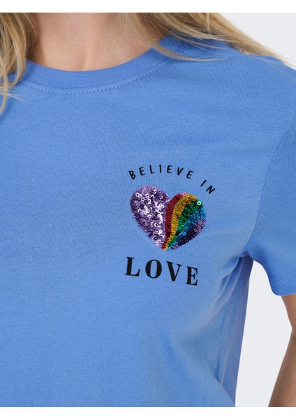 O Yaka Baskılı Lavanta Kadın T-Shirt 15286647 indirimleri