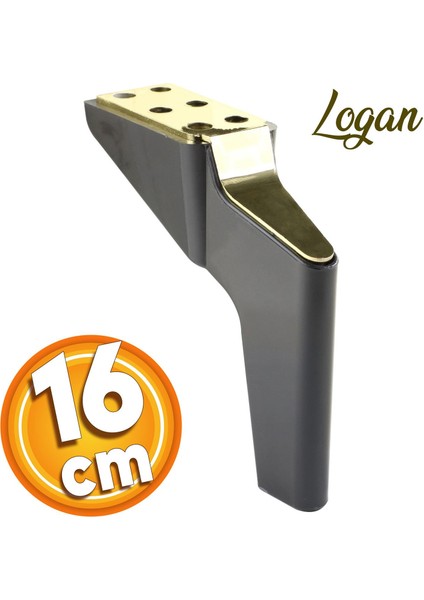 Logan Lüks Mobilya Kanepe Sehpa Tv Ünitesi Koltuk Ayağı 16 Cm Siyah Gold Baza Ayakları