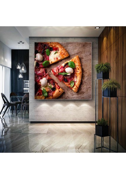 Lezzetli Pizza Dilimi Fast Food Italyan Mutfağı Kanvas Tablo