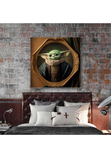 Star Wars Yoda Ahşap Süslü Fotoğraf Çerçevesi Dekoratif Kanvas Tablo