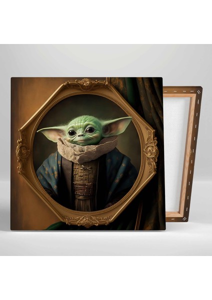Star Wars Yoda Ahşap Süslü Fotoğraf Çerçevesi Dekoratif Kanvas Tablo