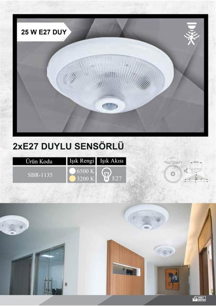 Sensörlü Tavan 360° Hareket Sensörlü Tavan Armatürü Lamba Glop