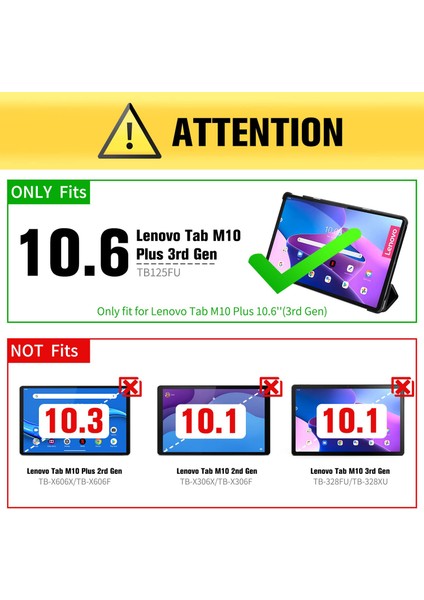 Lenovo M10 Plus 10.6" (2022 3. Nesil) TB-125F / TB128F 360° Dönen Standlı Kılıf