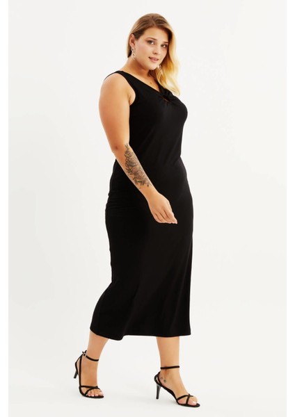 Halka Detay Kolsuz Penye Elbise modelleri