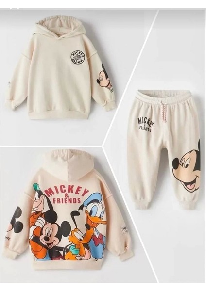 Disney Karekter Baskılı Kapüşonlu 2iplik Kompak Penye Ikili Takım