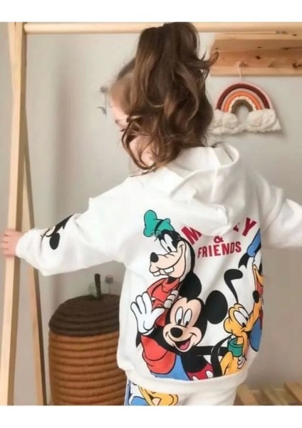 Disney Karekter Baskılı Kapüşonlu 2iplik Kompak Penye Ikili Takım