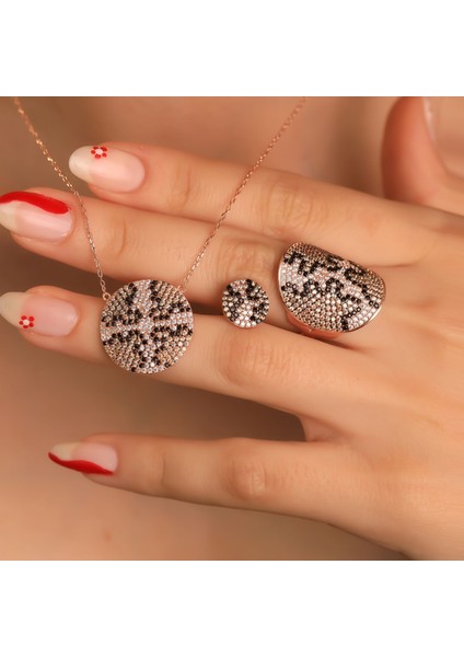 925 Ayar Gümüş Leopar Desen Set modelleri