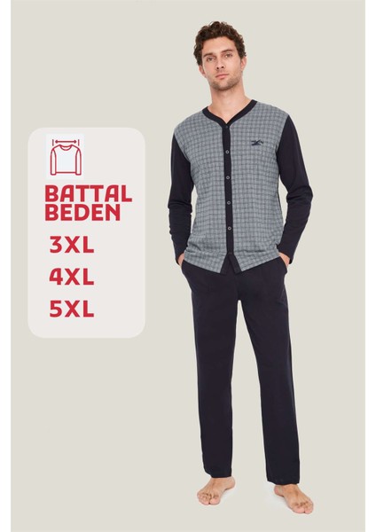 - Erkek Lacivert Boydan Patlı Pijama Takımı