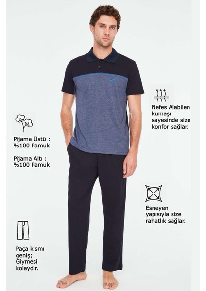 - Erkek Lacivert Pijama Takımı