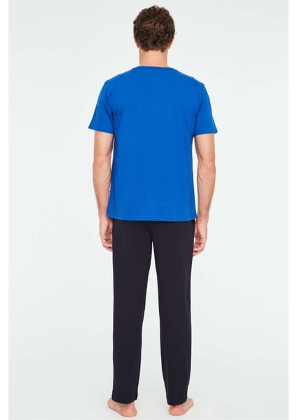 - Erkek Saks Mavi Patlı Pijama Takımı modelleri