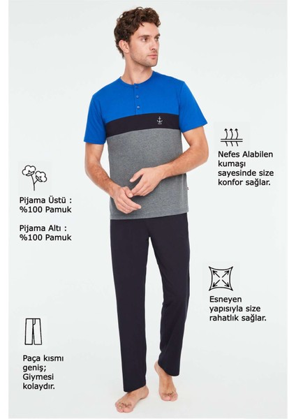 - Erkek Saks Mavi Patlı Pijama Takımı fırsatları